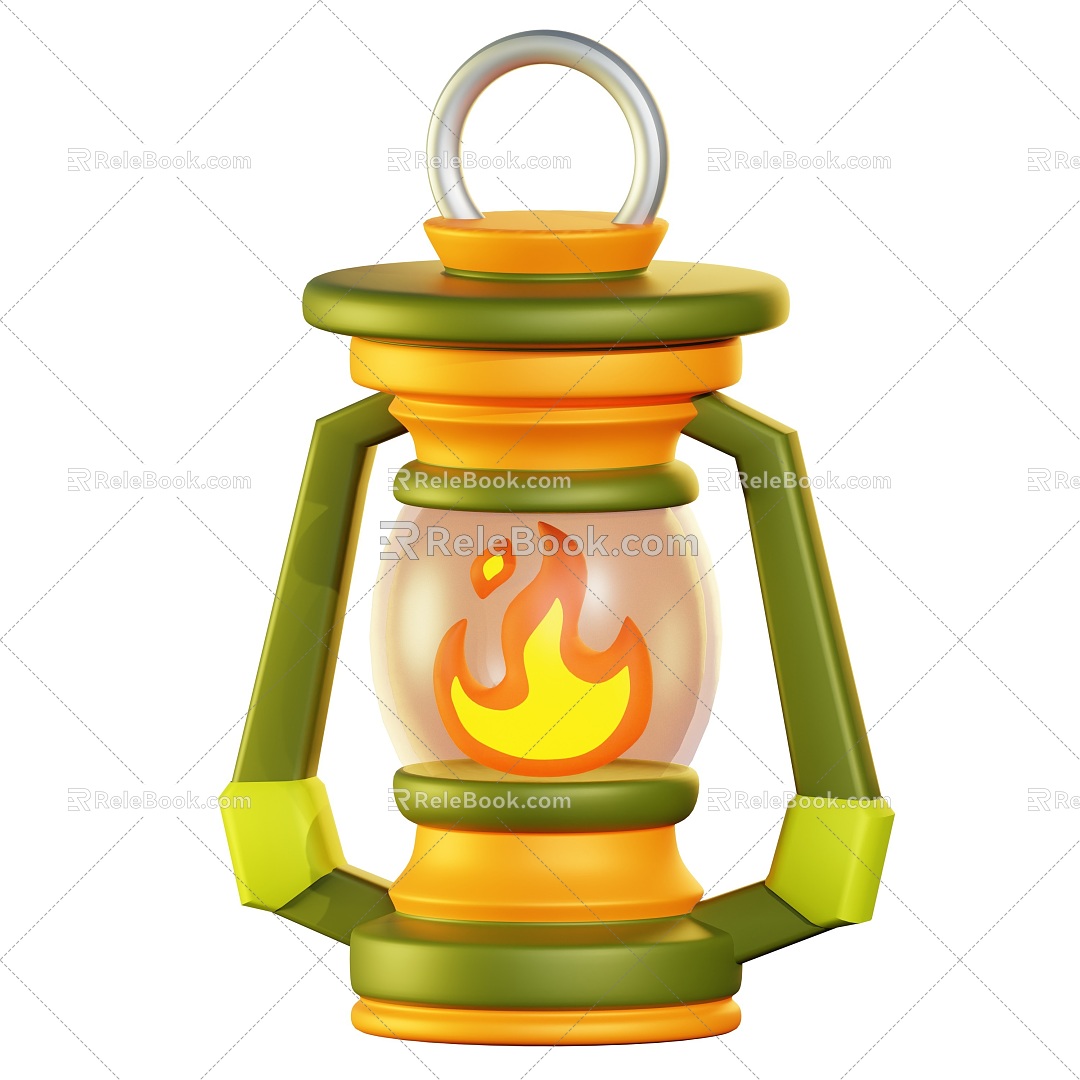 Cartoon outdoor lamp camping equipment grass lamp anti-mosquito lamp stylized sketch toy hand 3d model