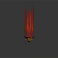 Vibrant Yellow Red Paper Sculpture Featuring Radial Design Long Slender Strips And Black Pole