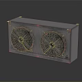 Industrial Air Conditioner Fan With Two Fans And Metal Casing On Black Background