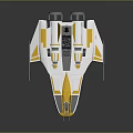 Sleek White And Yellow Futuristic Starship With Cockpit And Thrusters For Space Exploration