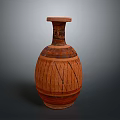 Hand Carved Terracotta Vase With Geometric Patterns And Traditional Sculpture Design