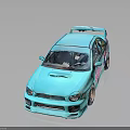 Anime Girl Character on Turquoise Car Model with Racing Design and Graphics