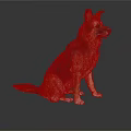 Realistic German Shepherd Dog Sitting On Black Background With Surface Reflection