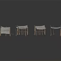 Gray Canopy Structure Components With Metal Frames And Fabric Tops For Outdoor Use