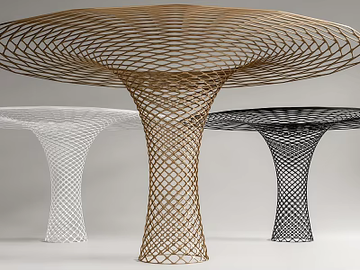 Modern Mesh Design Columns in Gold White Black with Umbrella Style Tops 3d model