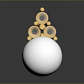 Elegant White Round Decorative Item With Gold Accents And Clear Crystals