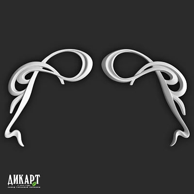 Elegant White Symmetrical Decorative Components With Detailed Curved Ornamental Designs 3d model