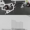 Gym Fitness Equipment Setup with Dumbbells Barbells Weight Bench and Wall Posters
