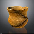 Handcrafted Orange Clay Pot With Textured Surface And Ribbed Patterns On Dark Background 3d model