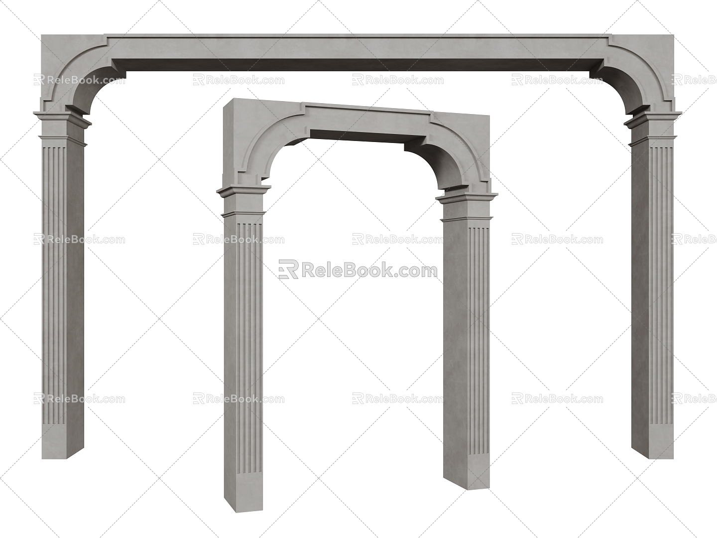 European-style door arch carved lintel arch opening 3d model