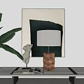 Fabric solid wood table lamp combination 3d model