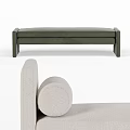 Modern Minimalist Sofa Bench In Dark Green And Beige With Upholstered Design And Clean Lines
