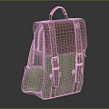Stylish Green Backpack With Brown Leather Straps Buckle Closure And Small Front Pocket Design