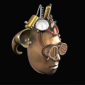 Steampunk Mask Design With Mechanical Parts Horn Gears And Goggles In Bronze Gold Metallic Texture