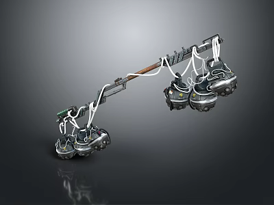 Advanced Mechanical Weapon System With Multi Joint Arm And Launcher Units 3d model