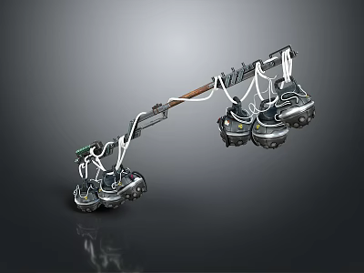 Advanced Mechanical Weapon System With Multi Joint Arm And Launcher Units 3d model