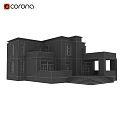 Modern Two Story House Exterior With Stone Wall Glass Railing Balcony And Steps