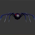 Shiny Spider With Blue Legs And Red Blue Body On Grey Reflective Background