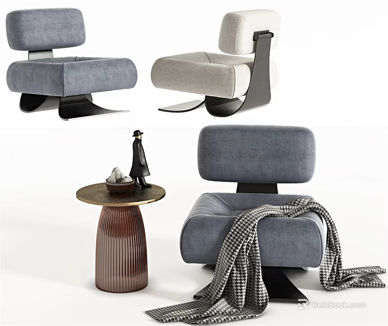 Modern Comfortable Single Sofa Design With Cozy Blanket And Stylish Side Table 3d model