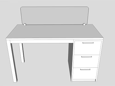 Simple Design Office Desk With Tabletop Three Drawer Cabinet And Partition 3d model