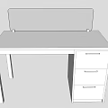 Simple Design Office Desk With Tabletop Three Drawer Cabinet And Partition 3d model