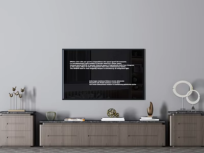 Modern Wall Mounted TV Above Stylish TV Stand With Decorative Books And Ornaments 3d model