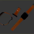 Modern Electronic Smart Watches With Orange Leather Straps And Metal Frames