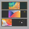 Modern Wall With Multiple Screens Showing App Interfaces And Decorative Elements 3d model