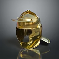 Ancient Weapon Golden Helmet with Historical Armor Design and Metallic Finish Features