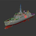 Modern Gray Naval Warship With Red Hull Bottom Number 119 And Detailed Surface Reflection