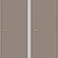 Cream White Modern Hinged Doors With Gold Handles And Simple Panel Design Details
