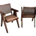Modern Dining Chairs With Wooden Frame Rattan Backrest And Upholstered Seat Design