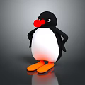 Cartoon Penguin Character With Red Beak And Orange Feet Standing Pose