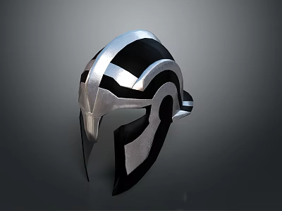 Silver Black Medieval Warrior Helmet With Classic Style For Battle Weapon Gear 3d model