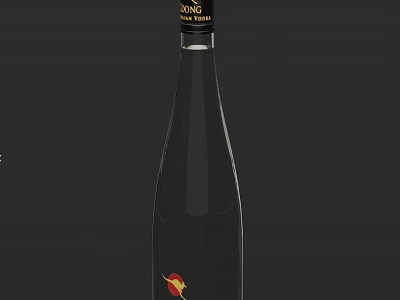 Dark Dry Red Wine Bottle And Glass With SONG Label Red Decorative Element 3d model