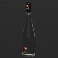 Dark Dry Red Wine Bottle And Glass With SONG Label Red Decorative Element