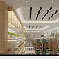 Modern Dining Space Interior With Wooden Pillars Marble Counter Green Chairs And Natural Light