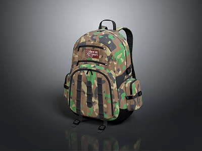 Camouflage Pattern Backpack With Multiple Pockets And Stylish Design For Daily Use 3d model