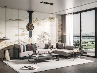 New Chinese Living Room Sofa Combination 3d model