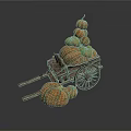 Rustic Wooden Cart Stacked With Colorful Pumpkins For Autumn Harvest