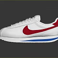 Stylish White Sneakers With Red Logo And Blue Stripes For Sporty Casual Look