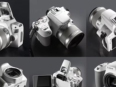 Canon Digital Camera Body Design And Lens Details From Various Angles 3d model