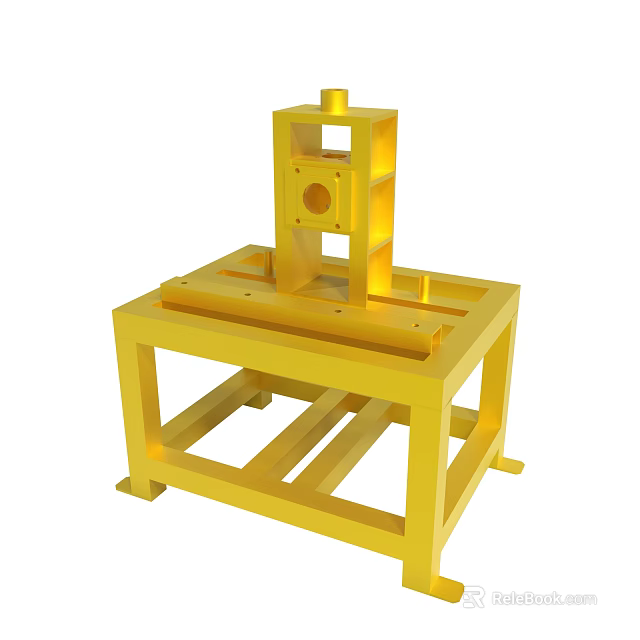 Industrial Yellow Metal Mechanical Frame Structure With Base And Supports 3d model