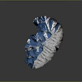 3D Garden Landscape Model With Mountainous Terrain Blue Water Bodies And Snowy Slopes