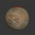 Detailed Red Orange Mars Surface With Texture And White Ice Caps In Space