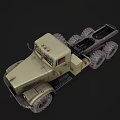 Military Green Off Road Truck With Open Cargo Bed And Large Tires