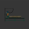 Heavy Log Cutting Machine With Orange Blades On Green Metal Stand Processing Large Wood Log