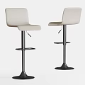Modern Beige Bar Stools With Adjustable Metal Base And Comfortable Design 3d model