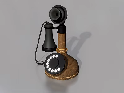 Smart Machine Vintage Telephone With Wooden Base And Rotary Dial Design 3d model