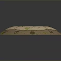 Circular Decorative Object With Green Grid Center And Moss Covered Petal Edges